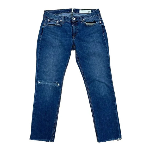 Rag & Bone Medium Wash Juni Distressed Boyfriend Jeans 26 - Picture 1 of 4